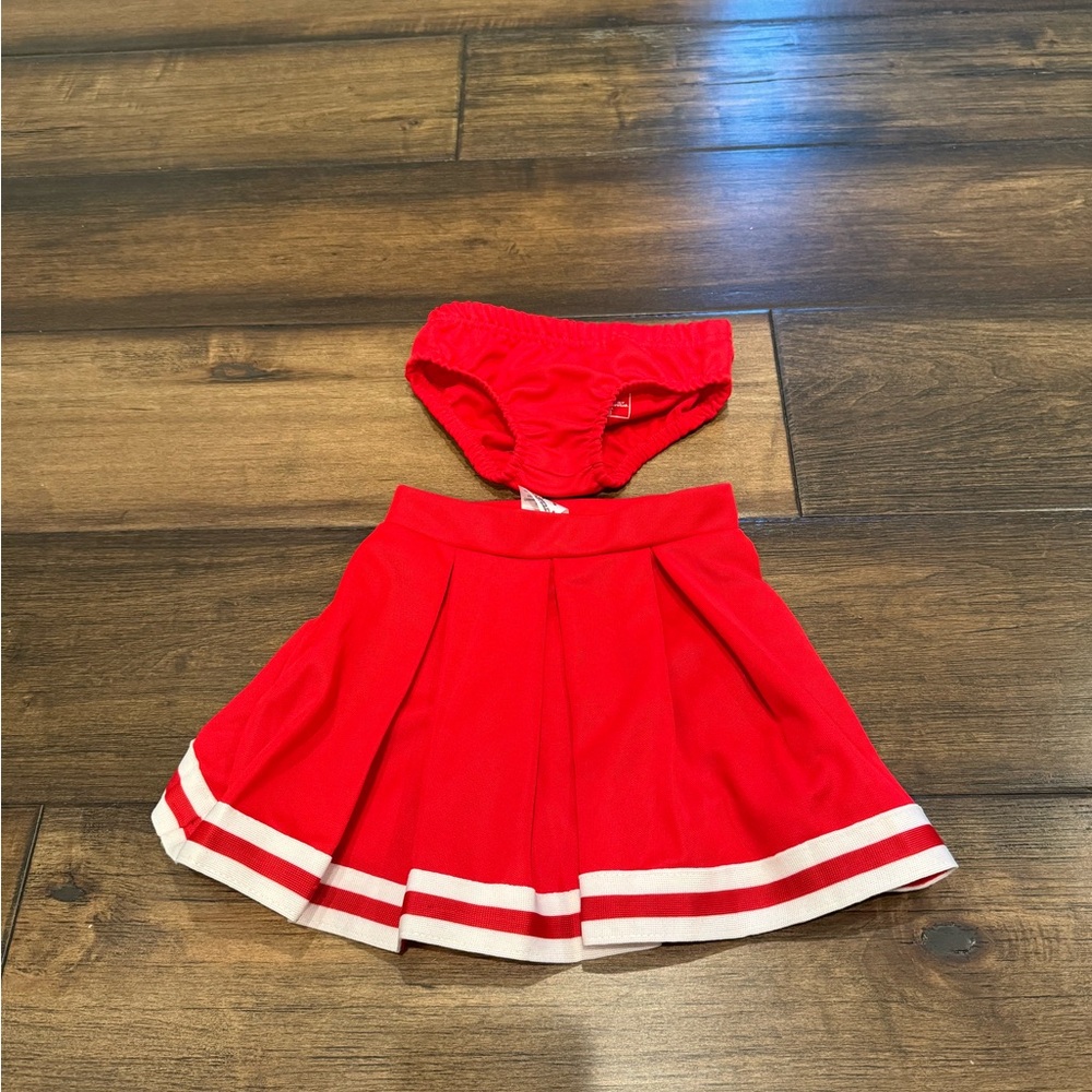 Red and white cheerleading skirt with bloomers size 4T